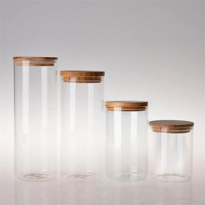 Glass Jars With Bamboo Lids 3 Glass Jars With Bamboo Lids 3
