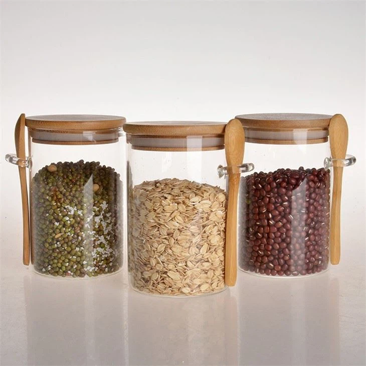 Glass Jar Containers With Bamboo Airtight Lid