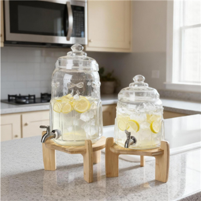 बो-टेक्स रिबन एम्बॉस्ड ग्लास बेवरेज टावर्स